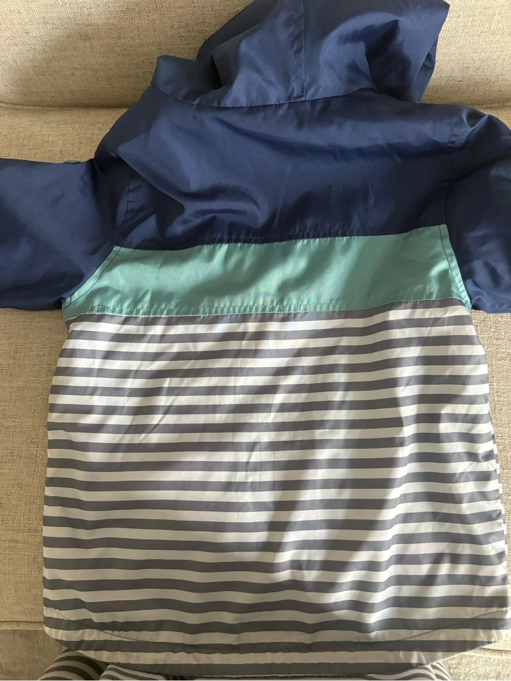 OshKosh Navy Aqua Grey Windbreaker jacket w/soft lining zipper Logo on Sleeve